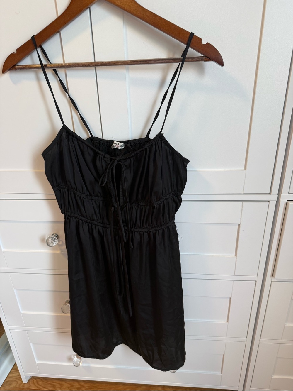 Free People Black Mini Spaghetti-Strap Dress